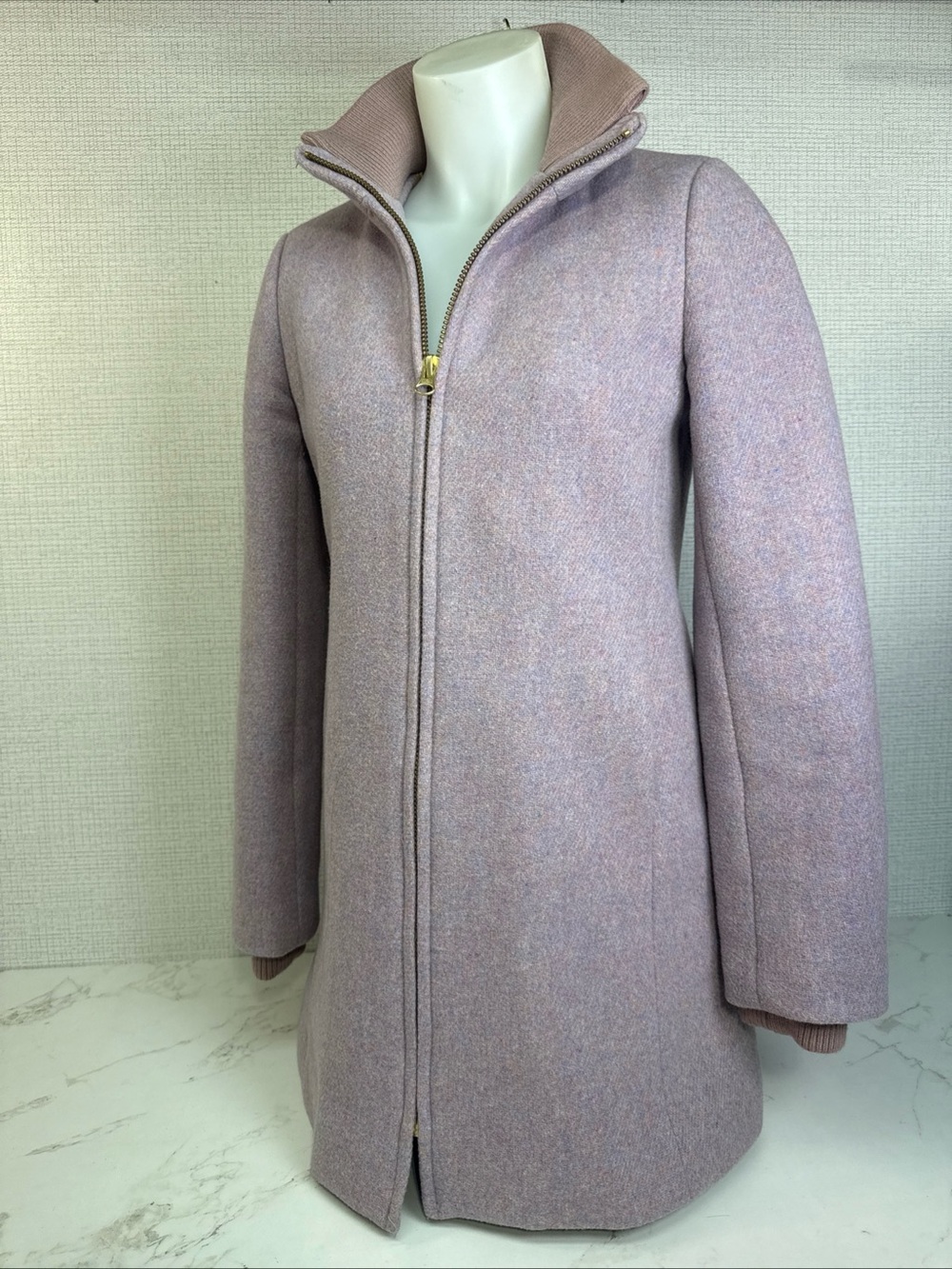 J.Crew Jacket 4 Nello Gori Wool Italian Stadium Cloth Lodge Pink Coat Zipper EUC